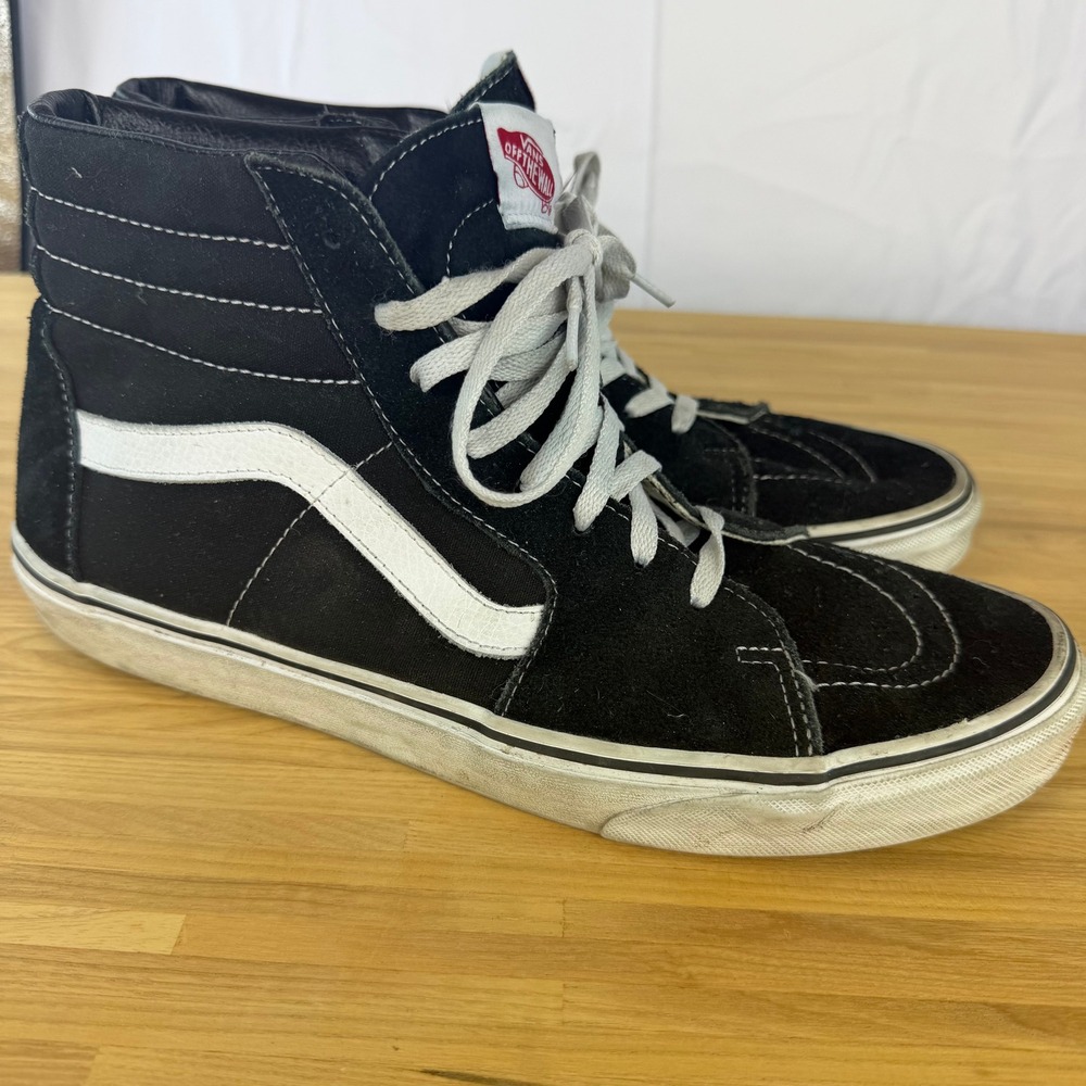 Vans Sk8-Hi High Top Sneakers Mens 12 Black White Classic Skate Shoes